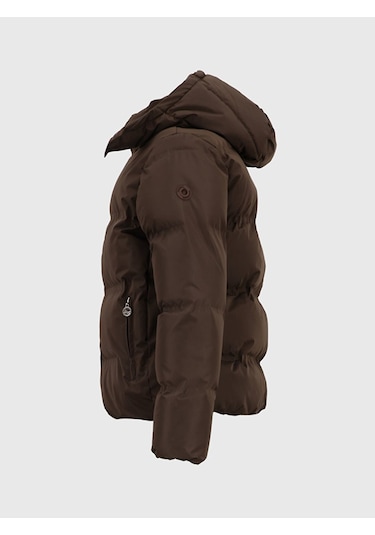 Ltb Kapüşonlu Fermuarlı Şişme Kahve Rengi Mont 011254406825018 14143 Kahve Rengi Kahverengi