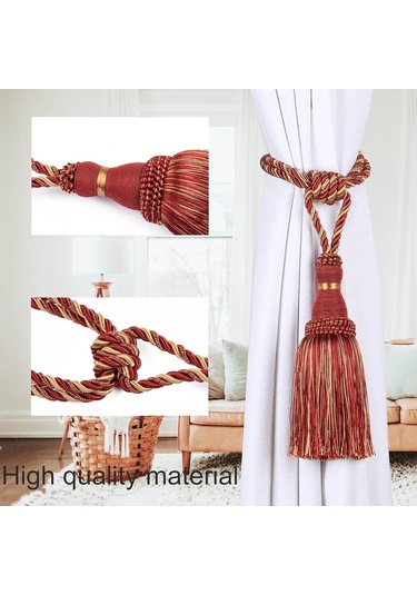 2'li Paket Karışık Kırmızı Perde Bağları Püsküllü Perde Bağları Halat El Yapımı Askılar Ev Ofis Otel Dekoratif Diğer