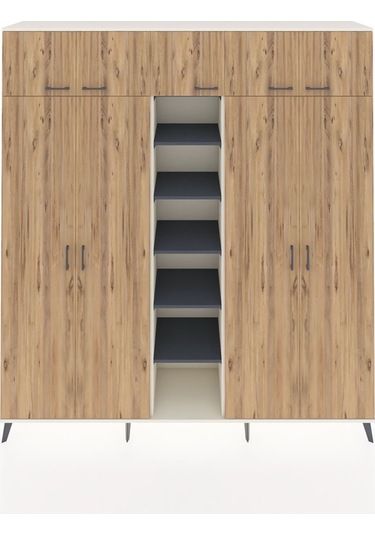 Hyperion Dolap 12 Raflı 9 Kapaklı 2 Askılı 220x44x243 Aytaşı-çam/antrasit Atlas Çam/antrasıt