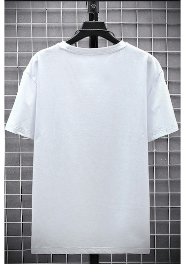 Erkek Milano Baskılı Oversize Tshirt Beyaz