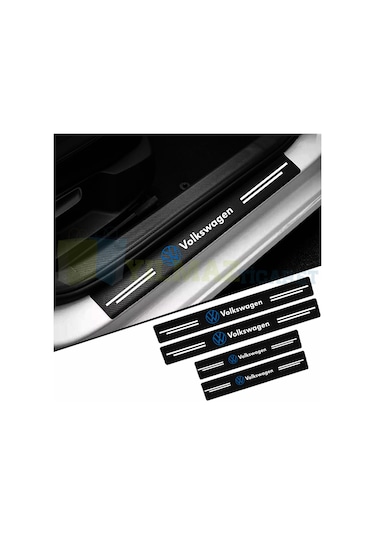 Volkswagen Mavi Karbon Kapı Eşiği Koruma Araba Oto Sticker 4Parça