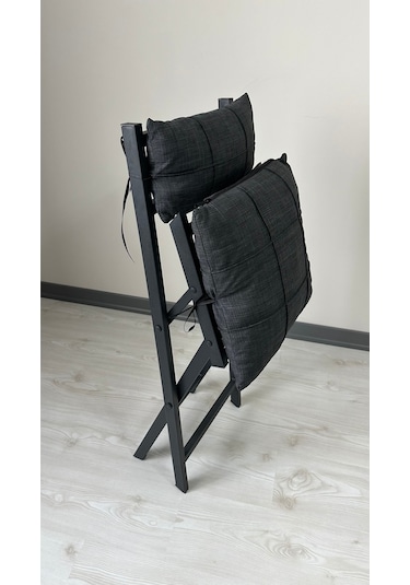 Modern Style Home Minderli Balkon Bahçe Mutfak Bistro Set Katlanır 4+1 Masa-sandalye Antrasit