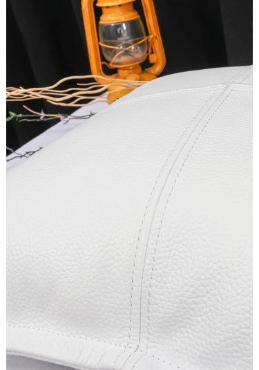 Premium Dekoratif Beyaz Deri Kırlent Kılıfı/ev Ve Ofis Için Gerçek Deri 45x45cm Kırlent Kılıfı Beyaz