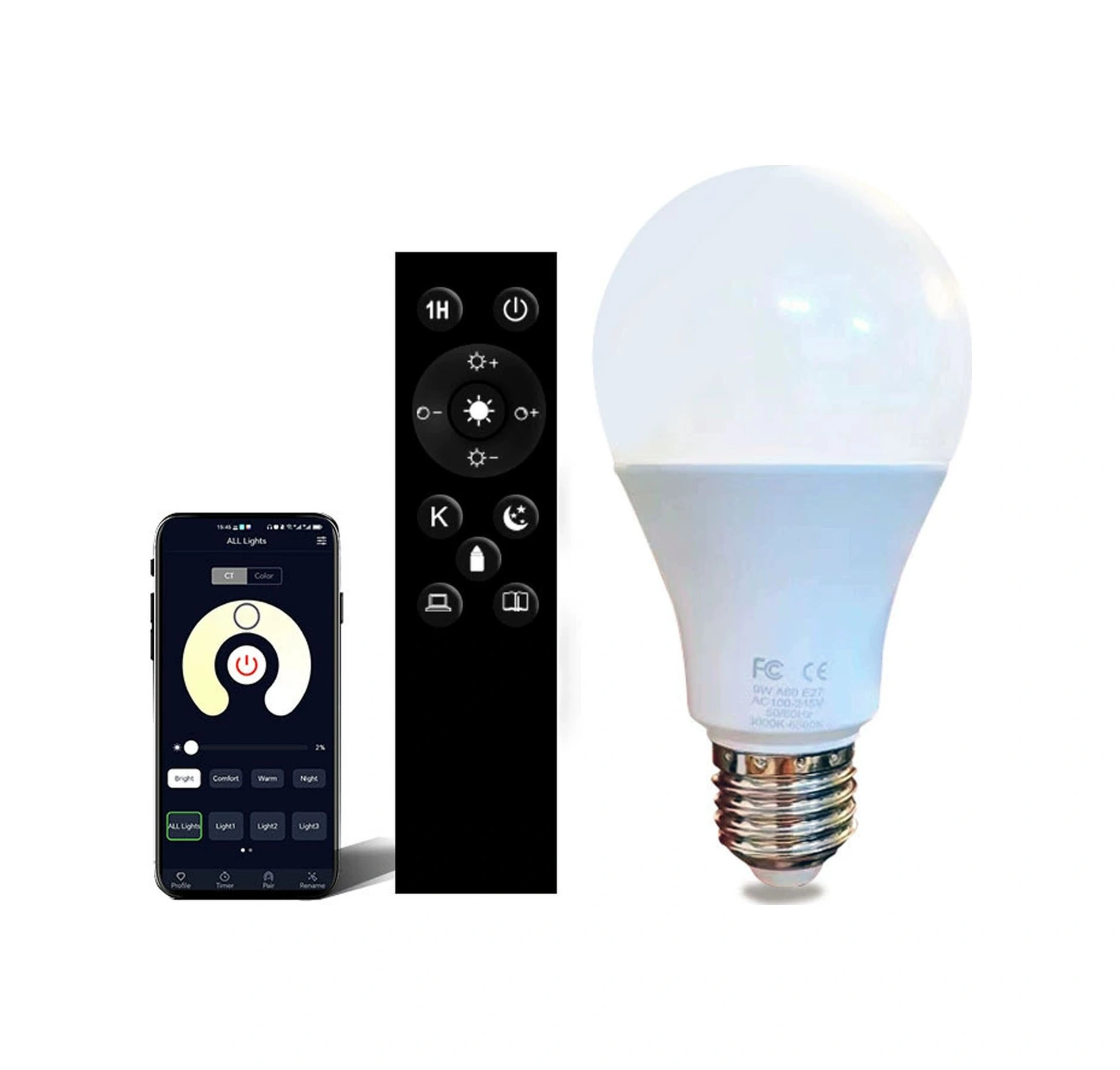 Dofolink E27 Uçlu Akıllı Led Ampul 12w - İkili Renk, Sürekli Parlaklık Ve Renk Ayarlama, Tek Grup Kumanda İle Kontrol Diğer