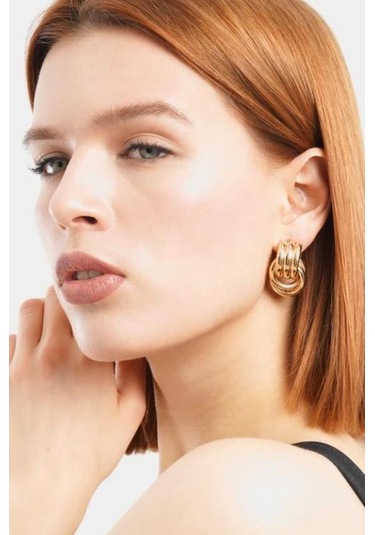 By Zeyna Aksesuar Kadın Vip Seri Özel Tasarım Marka Küpe Seti-4298 Altın