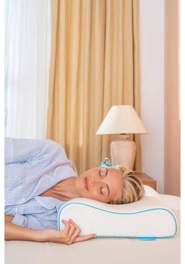 Visco Çift Boyun Destekli Ortopedik Visko Yastık - 60x40x12/10cm Beyaz