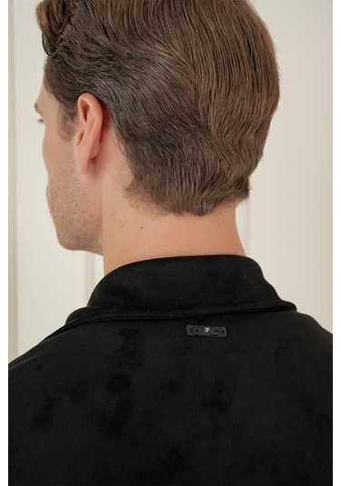 Comfort Fit Mono Yaka Kapaklı Cep Casual Siyah Ceket C 699 Siyah