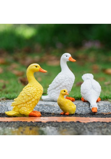 Maotai 4 Adet Komik Ördek Heykelleri Figürinler Havuz Arka Bahçesi Sarı Beyaz Için Dekorasyon