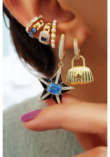 MorMajor Silver Ithal Baget Taşlı Gümüş Kıkırdak-5332