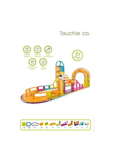Magnetic Dıy Mıknatıslı Manyetik Bloklar Yapı Blokları 61 Parça Stem Oyun Seti Roller Coaster