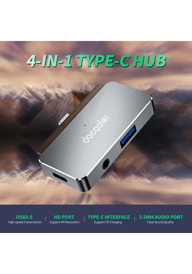 Geeksen Type-c 4 Lü Hub: Usb3.0, Hd, 3.5mm Ses Girişi İpad Pro Uyumlu