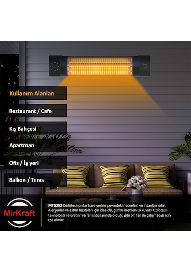 Mirkraft MT-5252 1800 W 3 Kademe Quartz Elektrikli Isıtıcı