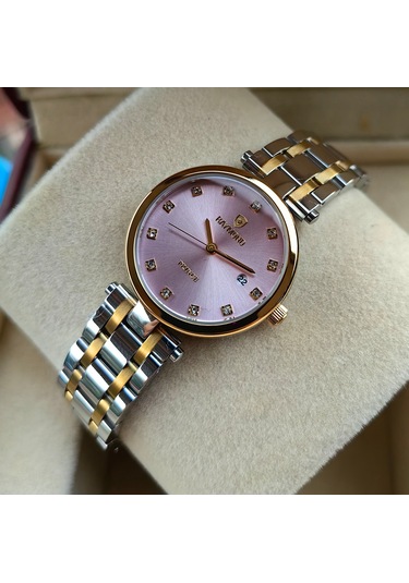 Raymond Pembe Kadran Çelik Kadın Kol Saati Altın