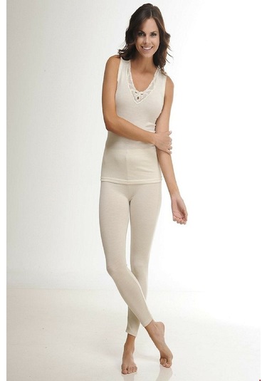 Kadın Ekru Likralı Yün Tayt 001