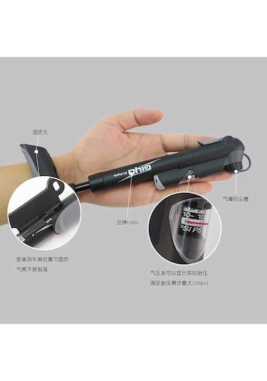 Youmex Gıyo Hafif Taşınabilir Bisiklet Pompa, Dış Mekan Aktivitesi İçin, Basınç Göstergeli, Kompakt, Dayanıklı Malzeme, Opp Çanta İle