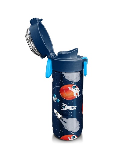 Coral High Kids Lacivert Mavi Astronot Desenli Pipetli Ve Direkt İçim Çelik Termos 500 Ml 31999 Mavi - Mercan
