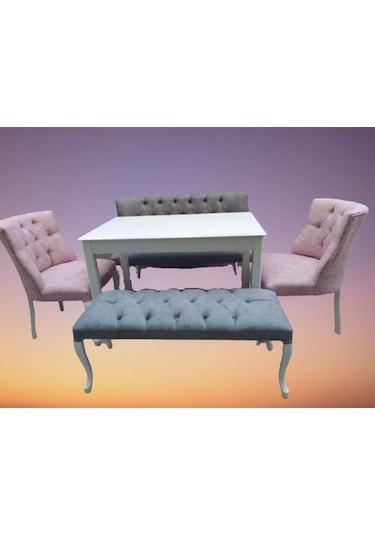 Berjer Çay Set Kayın Lüken Aslan Iskelet Parlak Beyaz Kapitone Dö Abanoz - Beyaz