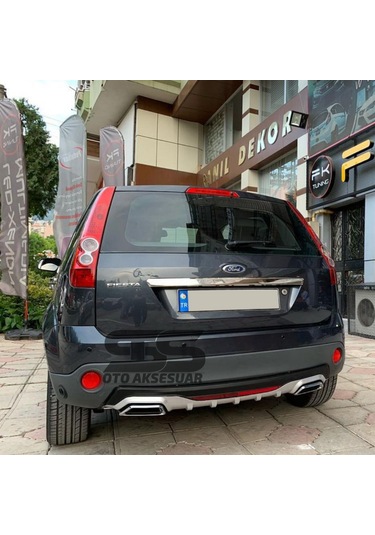 Ford Fiesta 2003-2008 Difüzör Arka Tampon Eki 2 Egzoz Çıkışlı Gri Reflektörlü