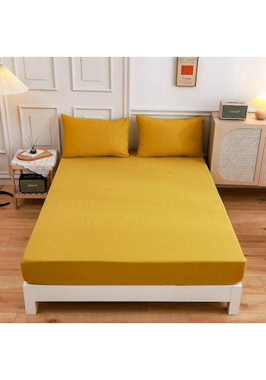Koyu Sarı Düz Renk Tek Kişilik Yatak Yastık Kılıfı 1.5/1.8 Tek Kişilik Çift Kişilik Nevresim Takımı Yastık Kılıfı Yok 120 200+27cm