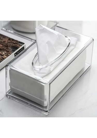 Gateesat Transparen Modern Akrilik Mendil Kutusu Kılıfı Minimalist Tasarım Banyo Oturma Odası Dekor Şeffaf