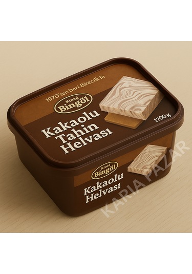 Bingöl Kakaolu Tahin Helvası 1700 G El Yapımı Büyük Boy