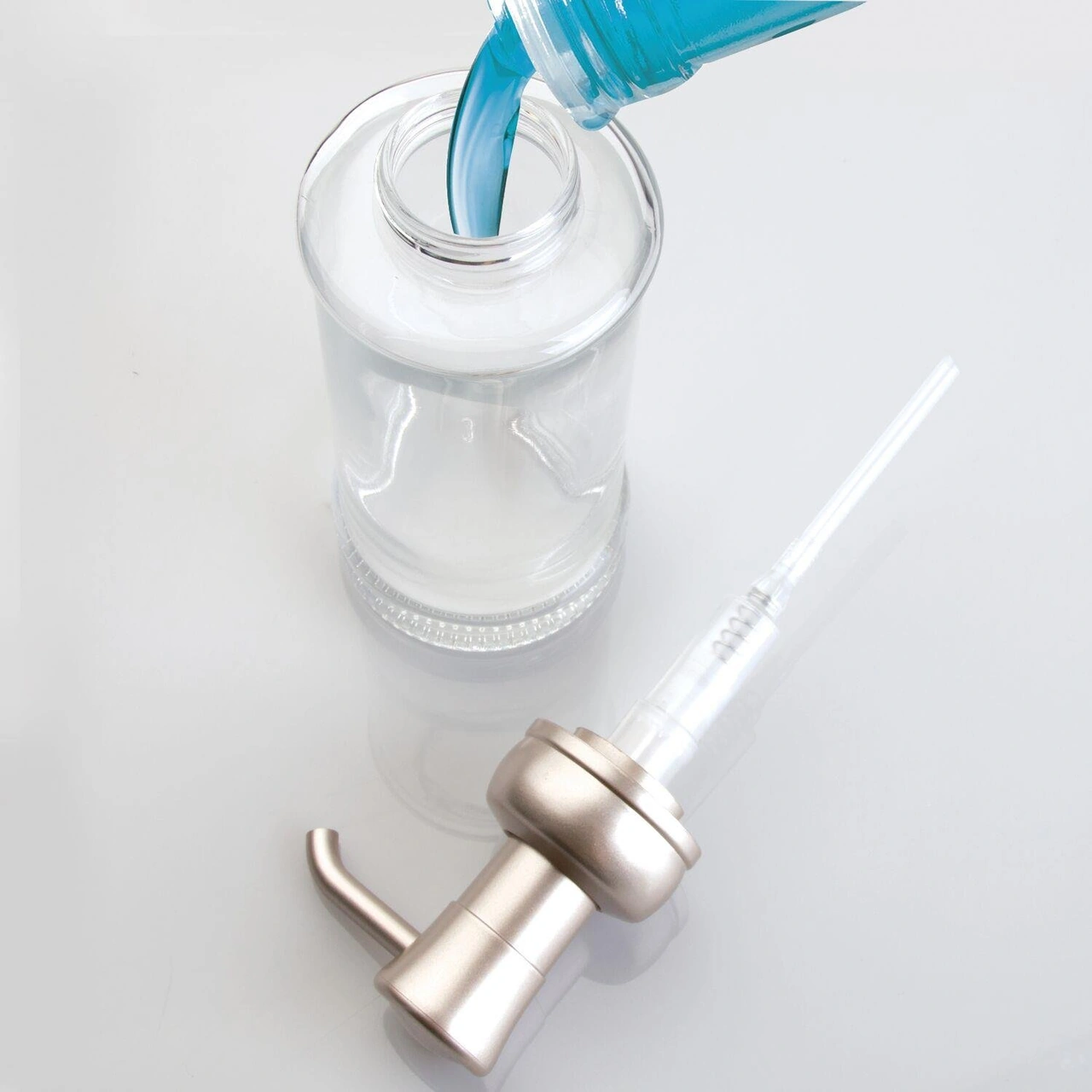 2 Adet Cam Sıvı Sabunluk Şeffaf 7x7x20cm 325ml Çok Renkli