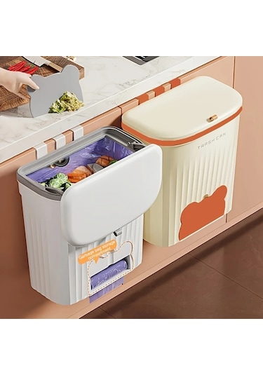 Dashanshop Beyaz 12l Duvar Tipi Çöp Kovası Lavabo Altı Kapaklı Mutfak Çöpü Beyaz
