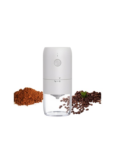 Vkemall Taşınabilir Tip-c Şarjlı, 3 Kademeli Ayarlanabilir, Akıllı Direnç Sensörlü Beyaz Kahve Değirmeni Beyaz