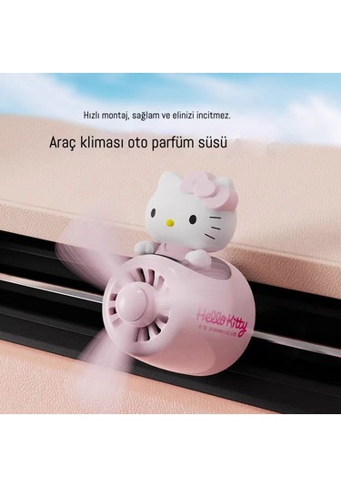 Snapbuy Oto Koku Kiti, Klimaya Takılan Pervane Tasarımıyla Sevimli Süs, 2 Çeşit Koku Dahil Merhaba Kitty