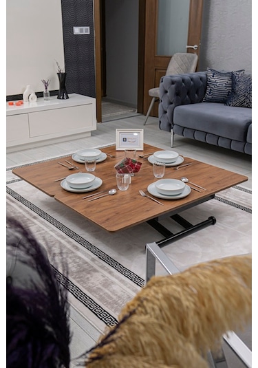 Home Üst Tabla Mdf Ceviz Oval Köşe Alt Ayak Siyah