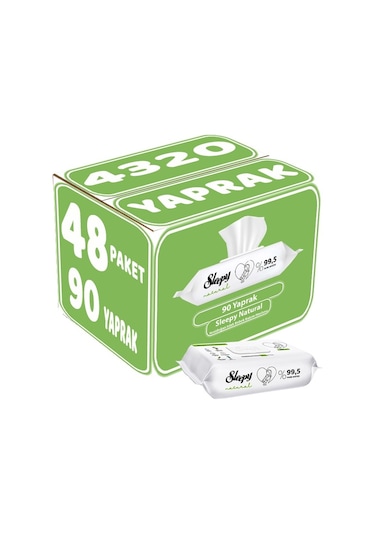 Sleepy Natural Yenidoğan Islak Havlu Mendil 90 Yaprak 48'li
