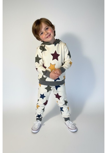 Yıldız Baskılı Kapşonlu 2 Li Takım Haki