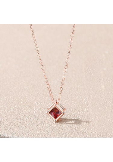 Kırmızı Tancise 925 Ayar Gümüş Klasik Kadın Kolye Kolye Zirkon Moda Hediye