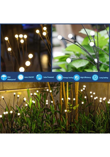 Singree Güneş Enerjili Bahçe Aydınlatma - 8 Led'li Sallanabilir Dış Mekan Lambası, Ip65 Su Geçirmez Siyah