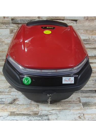 Motosiklet Arka Çanta 33lt Işıklı Stop Sağ Sol Sinyal Kırmızı Kırmızı