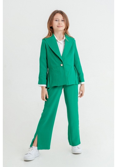 Kız Çocuk Piliseli Üçlü Kız Takım 4409 Yeşil