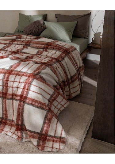 Varnelle Çift Kişilik Sherpa Battaniye - Ekru/kahve 8684427292983 Çok Renkli