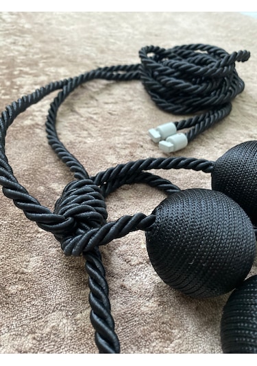 Modern Sarım 4 Toplu Braçol Kornişe Takmatik Ipli Tavan Perde Aksesuarı Siyah