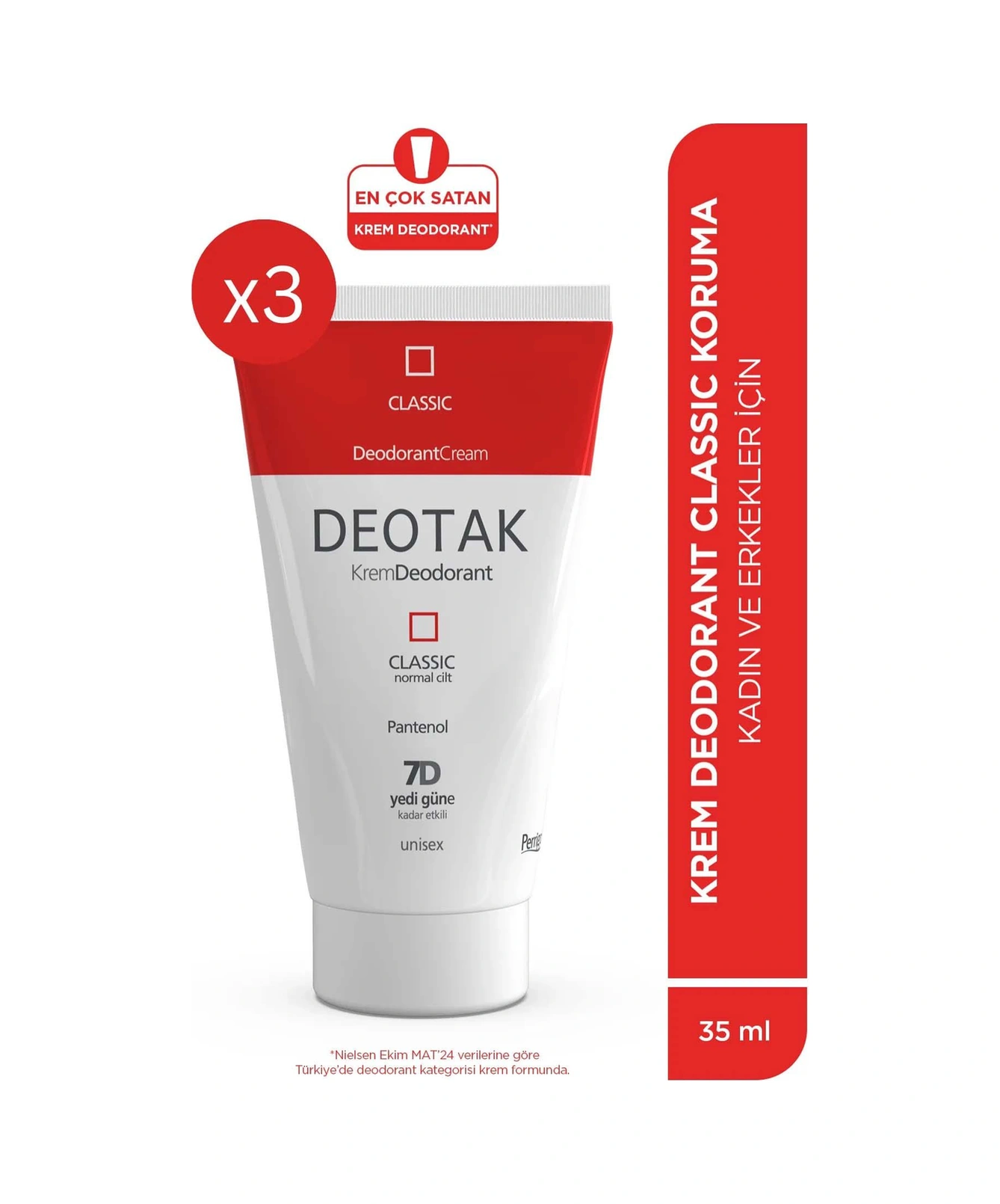 Deotak Classic Koruma 7 Güne Kadar Etkili Krem Deodorant 3 x 35 ML
