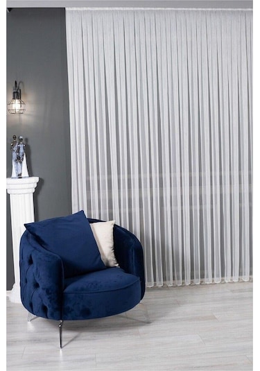 Kırık Beyaz Düz Tül Perde Zincir Çizgili Normal Pile 1'e 2,5 Pile-kırık Beyaz Kırık Beyaz