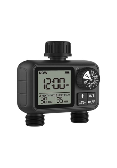 Shopytech Çift Çıkışlı Dijital Sulama Zamanlayıcı Ipx5, Lcd Ekranlı Yağmur Erteleme A/b Bağımsız Pro