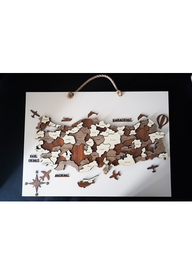 3 Boyutlu Tablo Ahşap Mdf Dekoratif Detaylı Türkiye Haritası Du