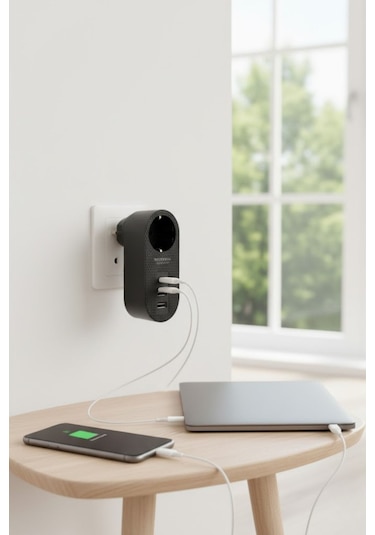 Buffer 2 Usb,1 Type-c Girişli 1'li Çocuk Korumalı,ısıya Karşı Dayanıklı 2500watt Termal Ak