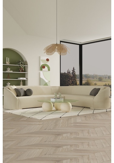 Modalife Teddy Köşe Takımı Krem