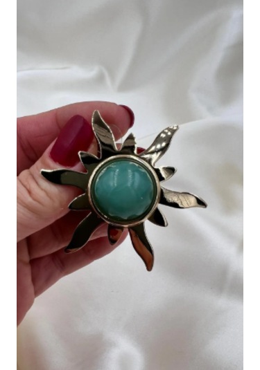 Bb İthal Yeşil Güneş Küpe Altın - Yeşil