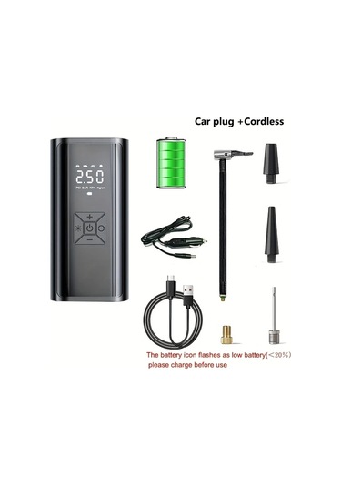 Willowhaven 1 Adet Kablosuz Dijital Hava Kompresörü Araba Bisiklet Motor Lastik Şişirme Usb Şarj 150psı