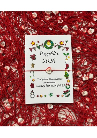 Yılbaşı Yeni Yıl Dilek Bilekliği 2026 Özel Tasarım Kartlı Hediyelik 10 Adet