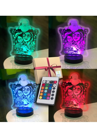 Yılbaşı Hediyesi Kişiye Özel Dikdörtgen Kardan Adam 3d Led Gece L