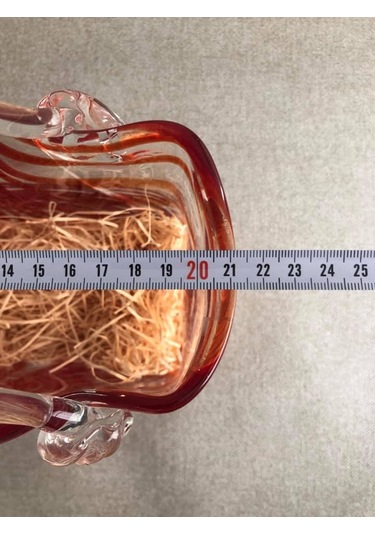 Fifth Avenue Crystal Vintage El Boyama Kırmızı Cam Vazo Çanta