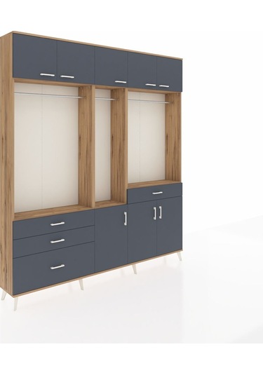 Arges Dolap 8 Raflı 4 Çekmeceli 3 Askılı 220x30x243 Çam-antrasit/antrasit Antrasıt/antrasıt Arges Dolap 8 Raflı 4 Çekmeceli 3 Askılı 220x30x243 Çam-antrasit/antrasit Antrasıt/antrasıt